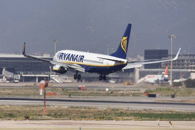 Ryanair Boeing 737-800 Barcelona 'ya iniyor.