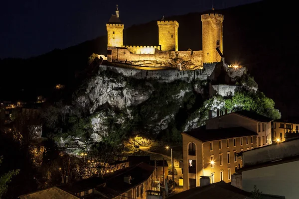 Νυχτερινή άποψη του Foix — Φωτογραφία Αρχείου
