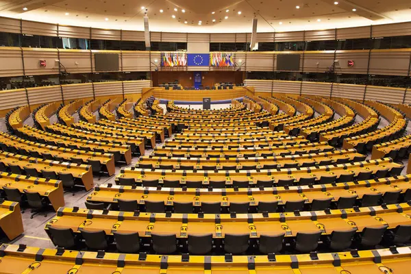 Grote vergaderzaal van het Europees Parlement — Stockfoto