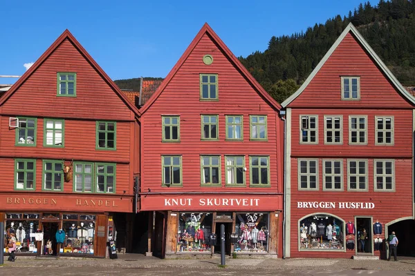 Holzgebäude von bryggen — Stockfoto