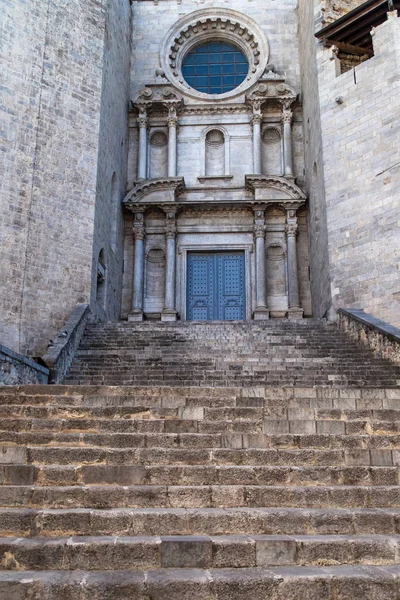 Barokowa fasada Bazyliki St Felix w mieście Girona — Zdjęcie stockowe