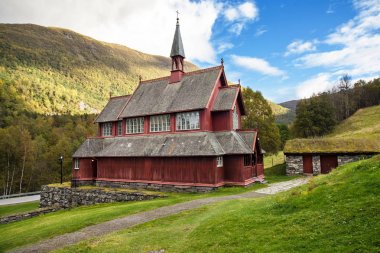 Laerdal 'daki Borgund Kilisesi, Sogn og Fjordane, Norveç.