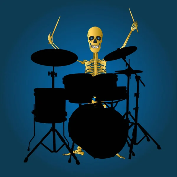 Das Skelett Ist Ein Drummer Vektorbild Stockvektor