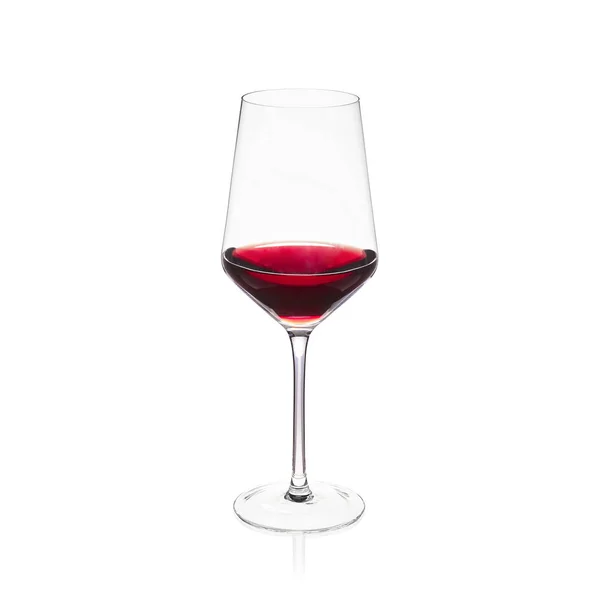 Verre Vin Cristal Sur Fond Blanc Avec Vin Rouge Dedans — Photo