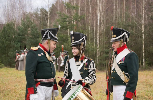 Berezinan taistelun uudelleenrakentaminen 29. marraskuuta 1812 Ranskan Napoleonin armeijan ja Mihail Kutuzovin johtamien Venäjän armeijoiden välillä — kuvapankkivalokuva