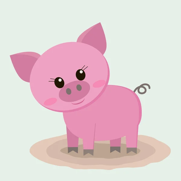 The pig is standing in a puddle. — Stock Vector
