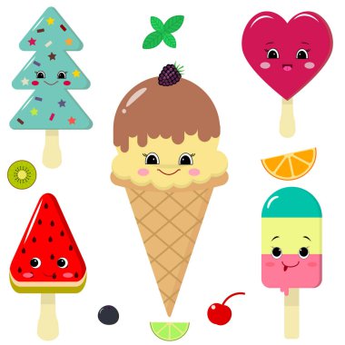 Bir dizi farklı dondurma gülümsüyor.