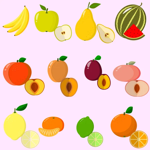 Fruits et baies récoltés dans un ensemble . — Image vectorielle