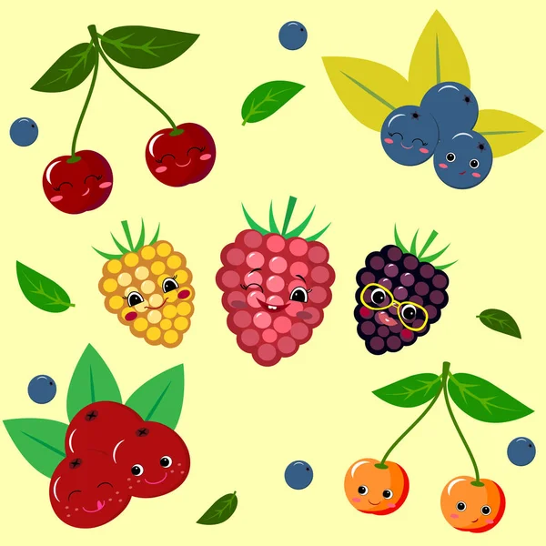 Colección de etiquetas engomadas de frutas . — Vector de stock