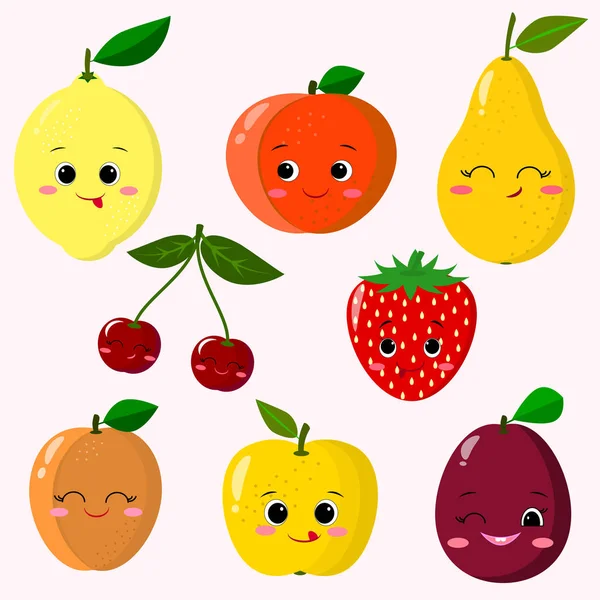 Collection d'autocollants de fruits . — Image vectorielle