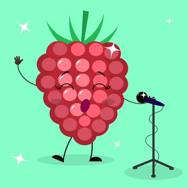 Raspberry Smiley canta en el micrófono . — Archivo Imágenes Vectoriales