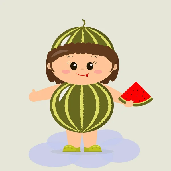 Bebê em um terno de melancia . — Vetor de Stock