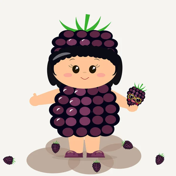 Blackberry elbiseli bebek. — Stok Vektör