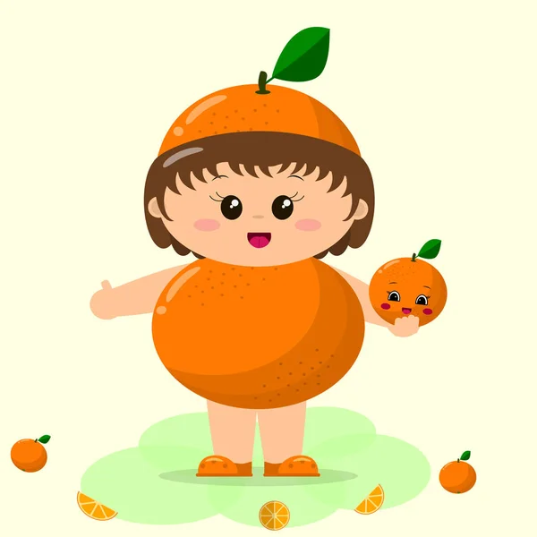 Ребенок в оранжевом костюме . — стоковый вектор