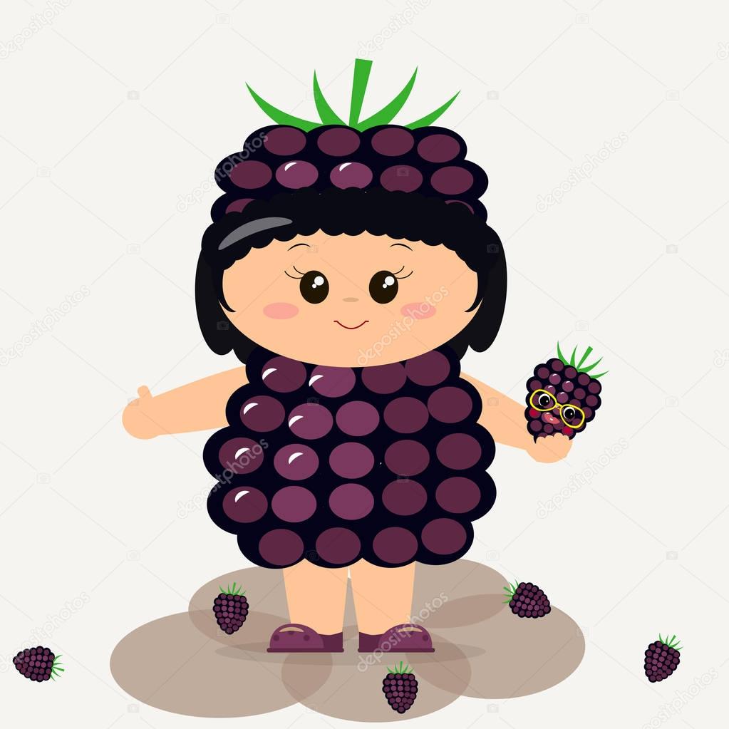 Baby in a blackberry suit.