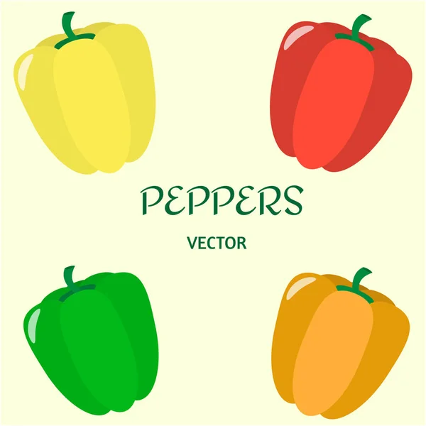 Vektor-Set von Paprika in verschiedenen Farben. — Stockvektor