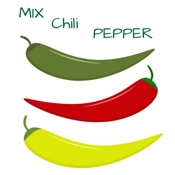 Sada barev hot chili peppers. — Stockový vektor