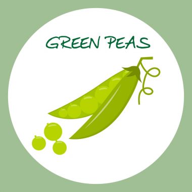 Düz stil simgesinde yeşil bezelye. Vektör çizim.