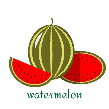 Düz stil beyaz arka plan üzerinde izole simgesinde karpuz.