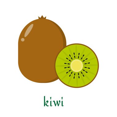 Düz stil beyaz arka plan üzerinde izole simgesinde kivi.