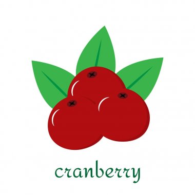 Beyaz arka plan üzerinde izole düz stilde kızılcık simgesi.