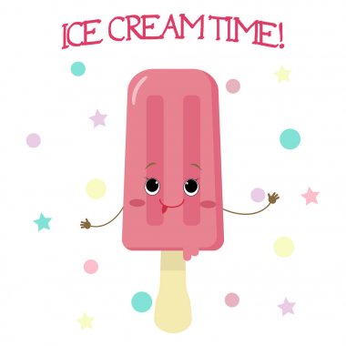 Dondurma gülen bir sopa bir çizgi film tarzı.