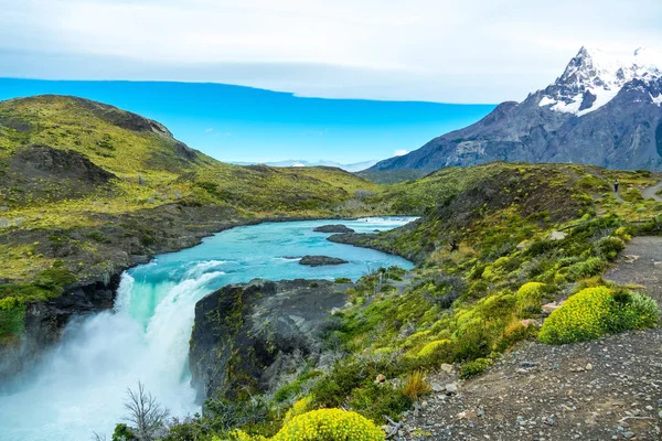 Salto Grande Cachoeira Parque Nacional Torres Del Paine Patagônia Chile — Fotografia de Stock