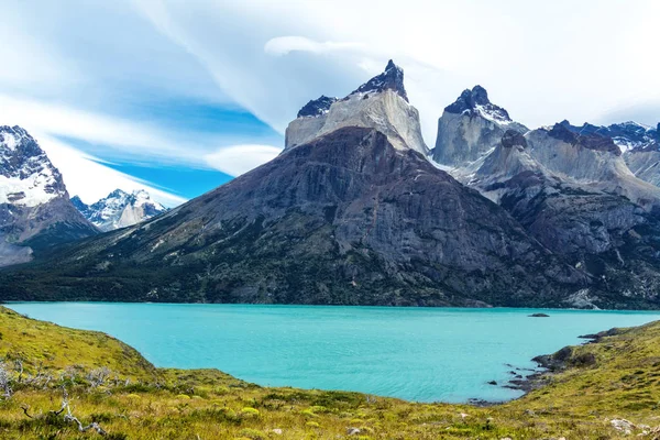 Pehoe See Und Guernos Berge Schöne Landschaft Nationalpark Torres Del — Stockfoto