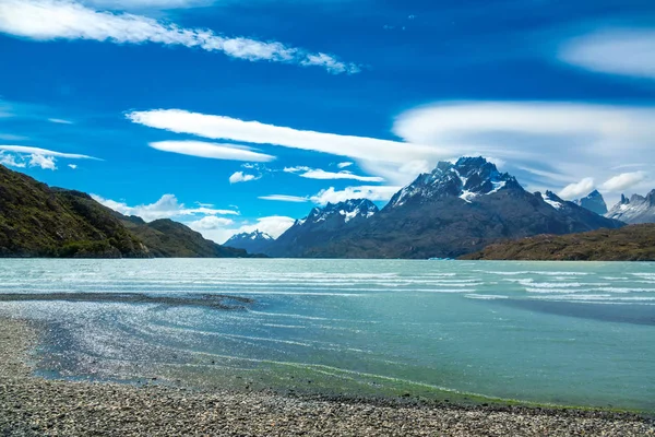 Pehoe See Und Guernos Berge Schöne Landschaft Nationalpark Torres Del — Stockfoto