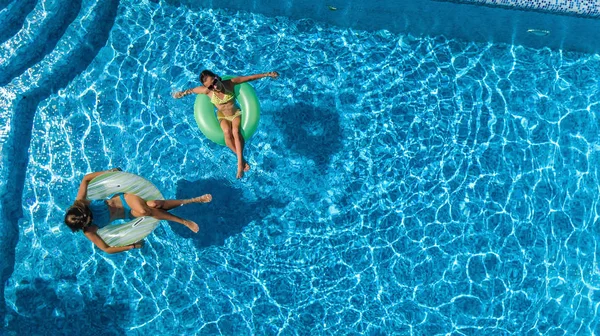 Vue Aérienne Dessus Des Enfants Dans Piscine Haut Les Enfants — Photo