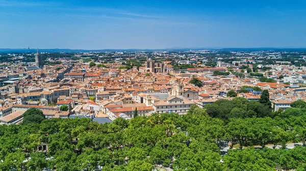 Vista Aérea Superior Horizonte Cidade Montpellier Partir Cima Sul França — Fotografia de Stock