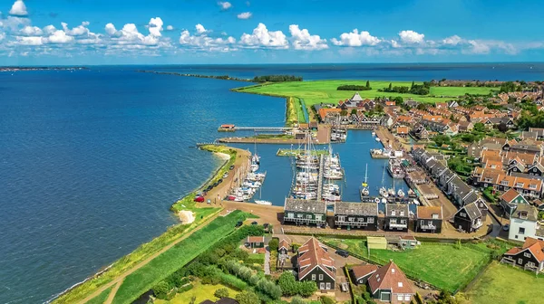Letecký Pohled Ostrov Marken Tradiční Rybářská Vesnice Shora Typická Holandská — Stock fotografie