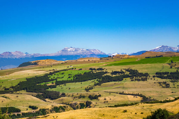 Landscape of Coyhaique valley with beautiful mountains and road view, Patagonia, Chile, South America