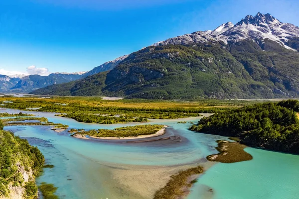 Landskap Floden Murta Dalen Med Vacker Utsikt Över Bergen Patagonien — Stockfoto
