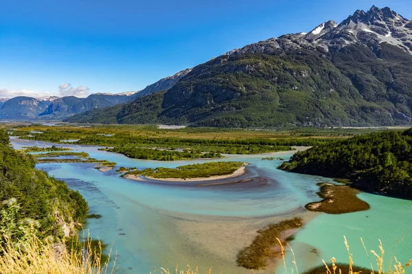 Landskap Floden Murta Dalen Med Vacker Utsikt Över Bergen Patagonien — Stockfoto