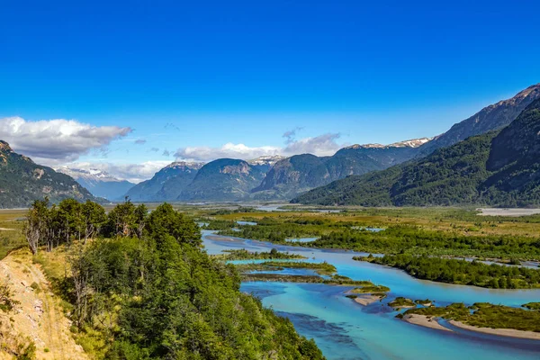 Пейзаж Долины Реки Мурта Прекрасным Видом Горы Патагония Чили Южная — стоковое фото
