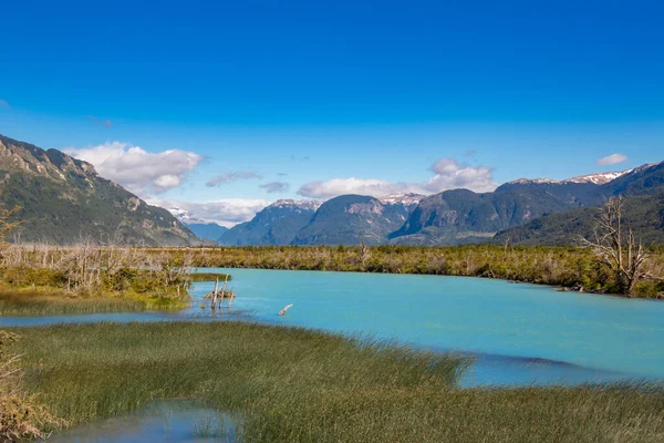 Krajina Řeky Murta Údolí Krásným Výhledem Hory Patagonia Chile Jižní — Stock fotografie