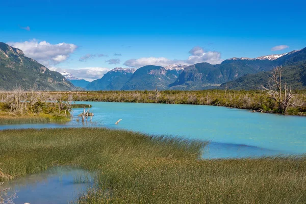 Пейзаж Долины Реки Мурта Прекрасным Видом Горы Патагония Чили Южная — стоковое фото