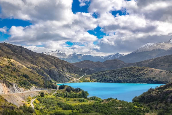 Jezioro Bertran Góry Piękny Krajobraz Chile Patagonia Ameryka Południowa — Zdjęcie stockowe