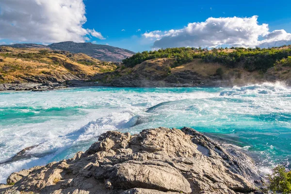 Krajobraz Doliny Rzeki Bakera Pięknym Widokiem Góry Patagonia Chile Ameryka — Zdjęcie stockowe