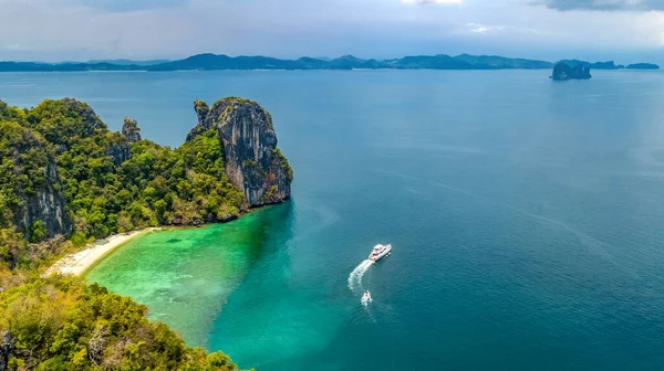 Drohnenaufnahme Der Tropischen Insel Koh Hong Blauem Klarem Andamanischem Meerwasser — Stockfoto