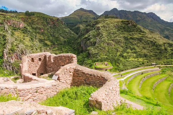 Ancient Inca Kruhové Terasy Sacred Urubamba Valley Incas Peru — Stock fotografie