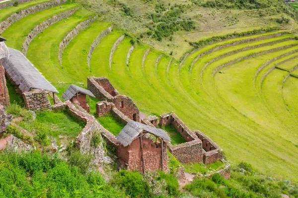 Anciennes Terrasses Circulaires Inca Sacré Urubamba Valley Incas Pérou — Photo
