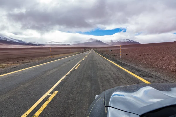 Route Dans Désert Atacama Savane Montagnes Paysage Volcanique Chili Amérique — Photo