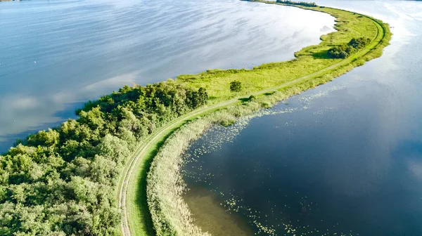 Kuzey Hollanda Hollanda Nın Yukarıdan Manzarasından Doğasından Baraj Üzerindeki Yolun — Stok fotoğraf