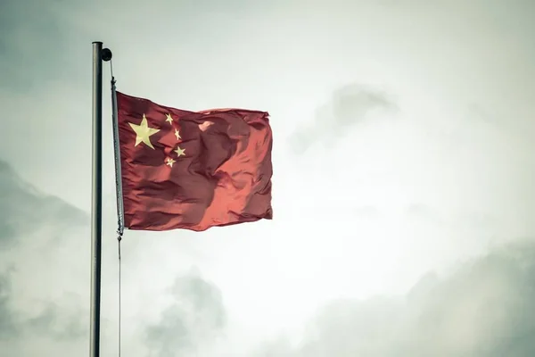 Chinese flag on the flagstaff. — Stock Photo, Image