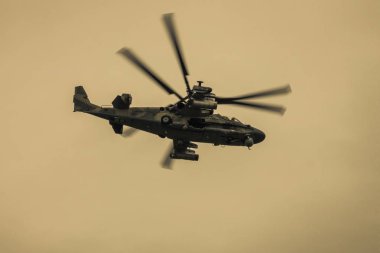 Helicopter with spinning blades.