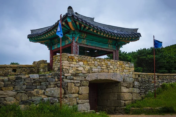 Corea Del Sur Una Antigua Fortaleza Edificio Tradicional Piedra Natural — Foto de Stock