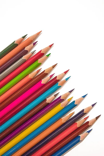Bir Çift Parlak Renkli Kalem Seti Çocukların Yaratıcılığı Çizimi Dekorasyonu — Stok fotoğraf