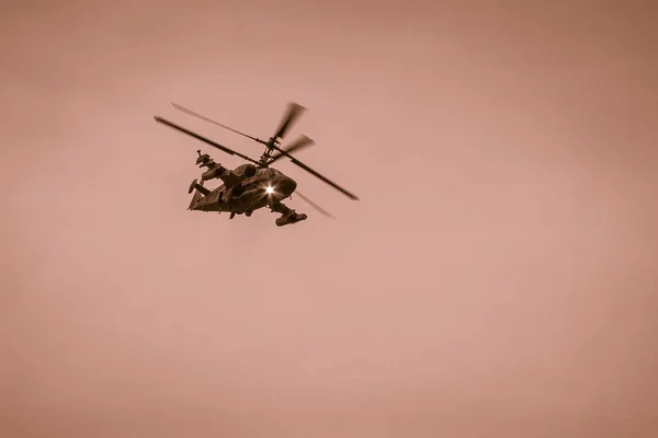 Modern Militärhelikopter Ångest Undantagstillstånd Konflikt Toning Vignettning — Stockfoto